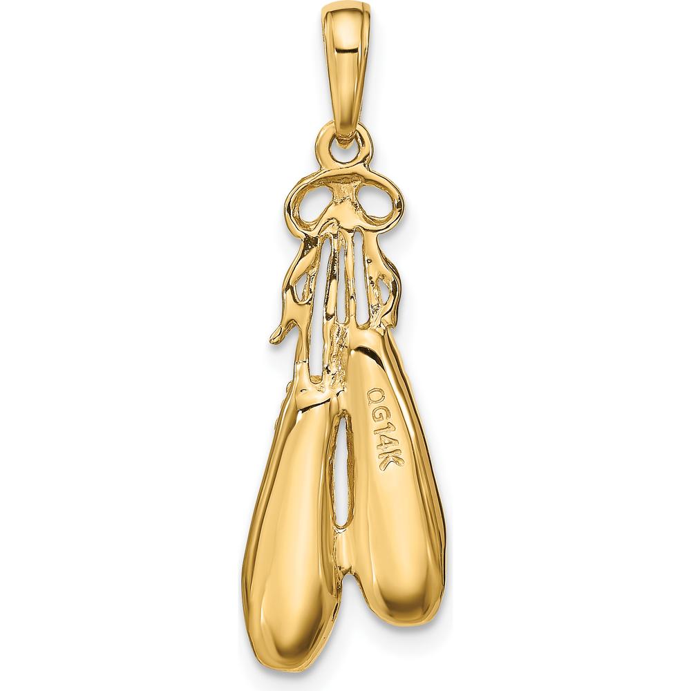 14K Yellow Gold Ballet Slippers Pendant - Satin Polished Finish by Oro Pregiato