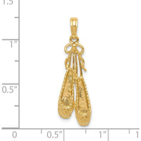 14K Yellow Gold Ballet Slippers Pendant - Satin Polished Finish by Oro Pregiato