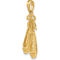 14K Yellow Gold Ballet Slippers Pendant - Satin Polished Finish by Oro Pregiato