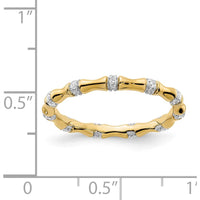 14K Yellow Gold Bamboo-Inspired Diamond Ring with 33 Round Natural Diamonds - 0.20 Carat Total Diamond Weight by 0