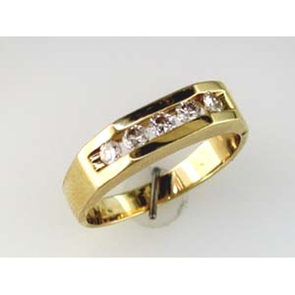 14K Yellow Gold Band Ring with Channel-Set Round Diamonds - 0.37 Carat Total Diamond Weight - Royal Jewelry