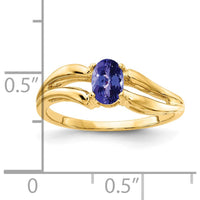 14K Yellow Gold Band Ring with Oval Faceted Tanzanite - 0.50 Carat Total Gem Weight by Monteluci Fine Jewelry