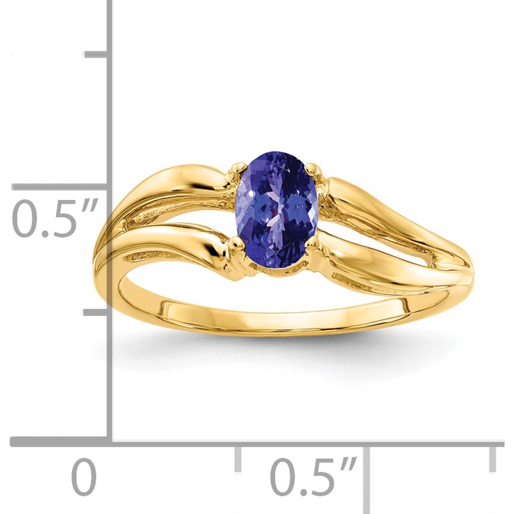 14K Yellow Gold Band Ring with Oval Faceted Tanzanite - 0.50 Carat Total Gem Weight by Monteluci Fine Jewelry