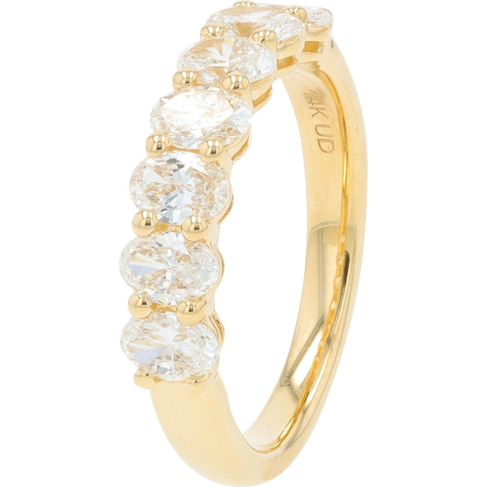 14K Yellow Gold Band with 1 Carat Total Weight Prong-Set Round Lab Grown Diamonds