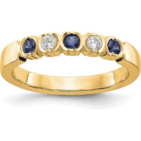 14K Yellow Gold Band with Alternating Round Blue Sapphires (0.15ct) and Diamonds (0.10ct) by 0