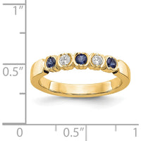 14K Yellow Gold Band with Alternating Round Blue Sapphires (0.15ct) and Diamonds (0.10ct) by 0