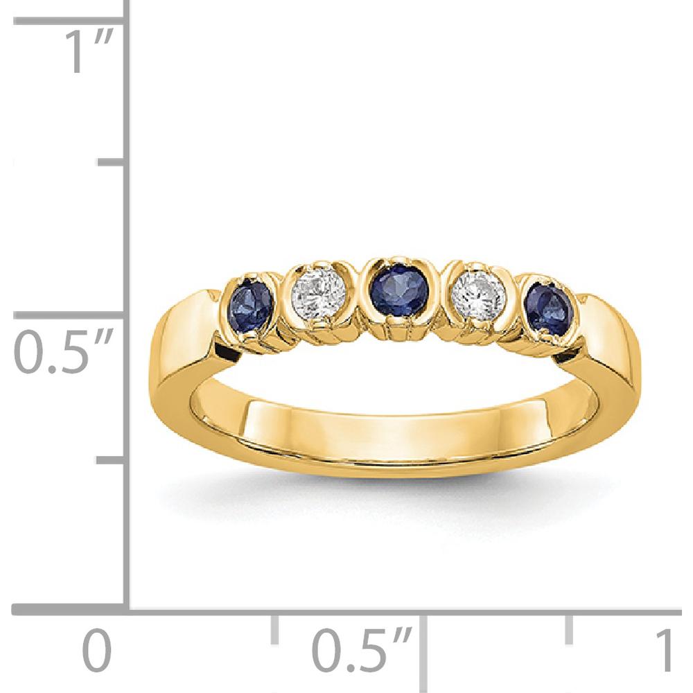 14K Yellow Gold Band with Alternating Round Blue Sapphires (0.15ct) and Diamonds (0.10ct) by 0
