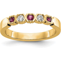 14K Yellow Gold Band with Alternating Round Diamonds and Rubies - 0.25 Carat Total Gem Weight by 0