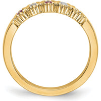 14K Yellow Gold Band with Alternating Round Diamonds and Rubies - 0.25 Carat Total Gem Weight by 0
