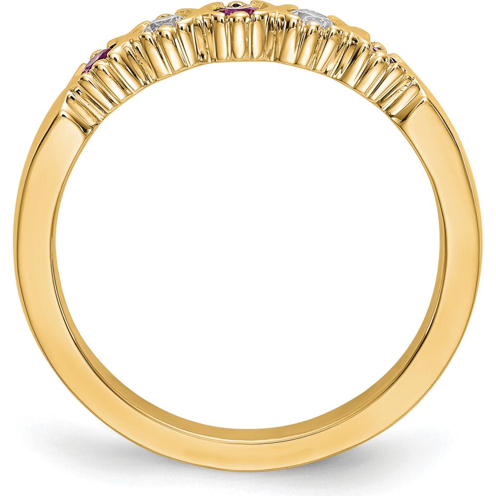 14K Yellow Gold Band with Alternating Round Diamonds and Rubies - 0.25 Carat Total Gem Weight by 0