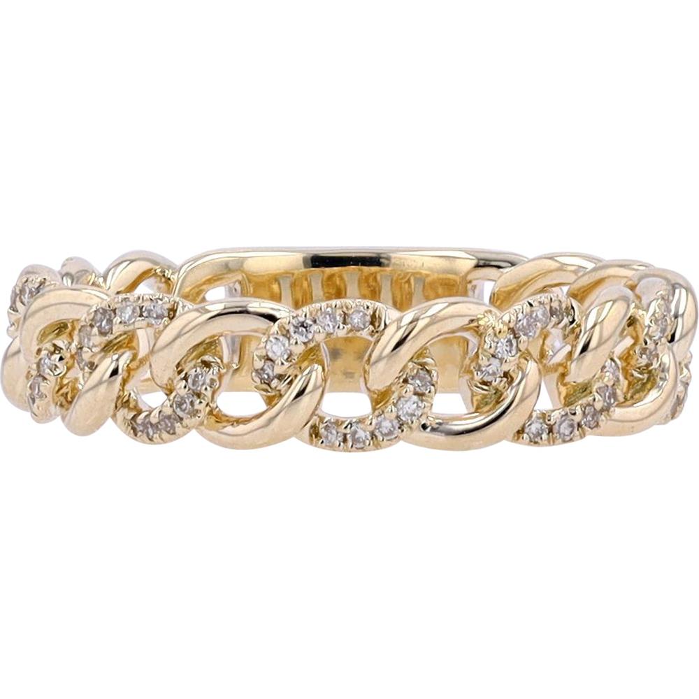 14K Yellow Gold Band with Chain Design and .21 Carat Total Diamond Weight