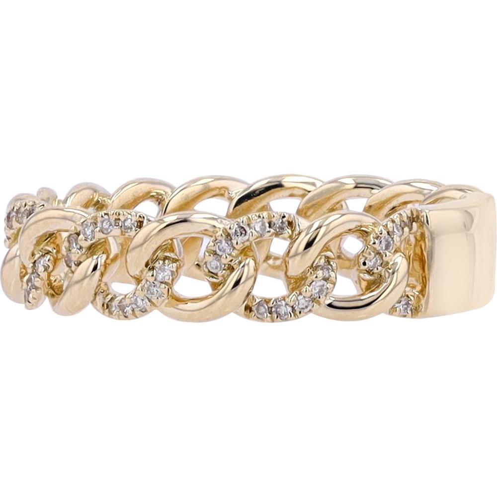 14K Yellow Gold Band with Chain Design and .21 Carat Total Diamond Weight