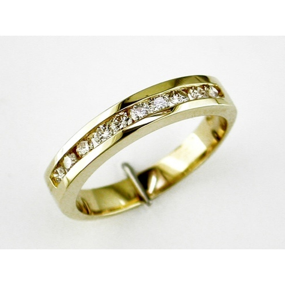 14K Yellow Gold Band with Channel Set Round Brilliant Diamonds - 0.43 Carat Total Diamond Weight - Royal Jewelry