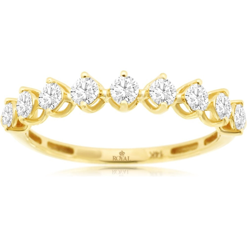 14K Yellow Gold Band with Prong-Set Round Diamonds - 0.50 Carat Total Diamond Weight - Royal Jewelry