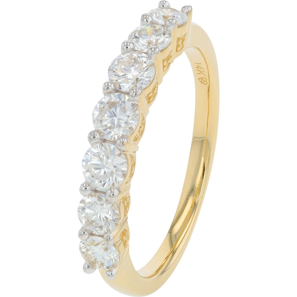 14K Yellow Gold Band with Prong-Set Round Lab Grown Diamonds - 1.00 Carat Total Diamond Weight