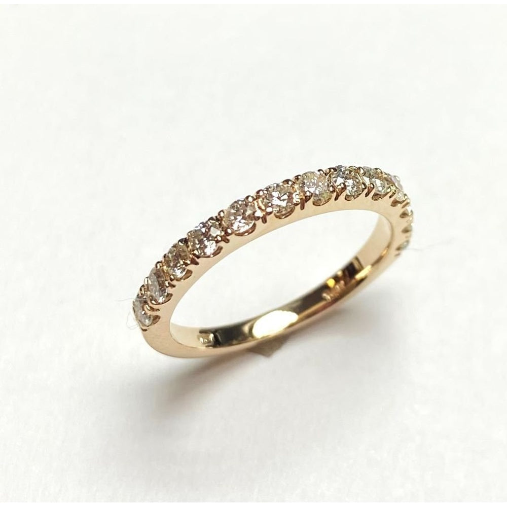 14K Yellow Gold Band with Shared Prong Set Round Diamonds - 0.62 Carat Total Diamond Weight by Auriventus