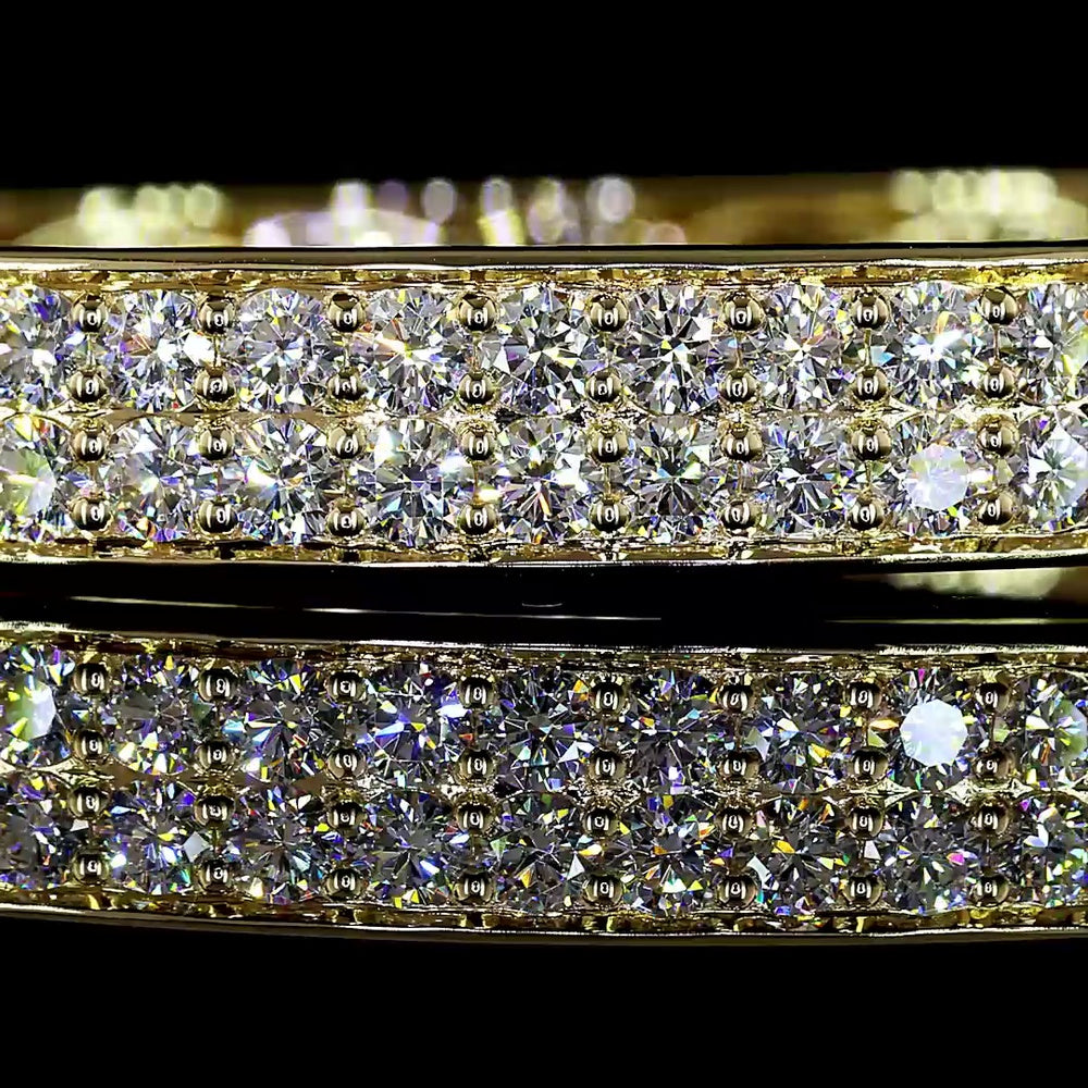 14K Yellow Gold Bangle Bracelet with 60 Prong Set Round Brilliant Cut Lab Diamonds - 3.57 Carat Total Diamond Weight - Covaloro Fine Jewelry