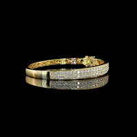 14K Yellow Gold Bangle Bracelet with 60 Prong Set Round Brilliant Cut Lab Diamonds - 3.57 Carat Total Diamond Weight - Covaloro Fine Jewelry