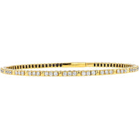 14K Yellow Gold Bangle Bracelet with Bar-Set Round Lab Grown Diamonds - 0.75 Carat Total Diamond Weight