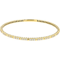 14K Yellow Gold Bangle Bracelet with Bar-Set Round Lab Grown Diamonds - 0.75 Carat Total Diamond Weight