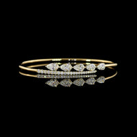 14K Yellow Gold Bangle Bracelet with East-West Set Pear Shape Lab Grown Diamonds and Diamond Bar Accent - 2.14 Carats Total Weight - Covaloro Fine Jewelry