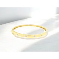 14K Yellow Gold Bangle Bracelet with Flush Set Round Diamonds - 0.36 Carat Total Diamond Weight - Royal Jewelry