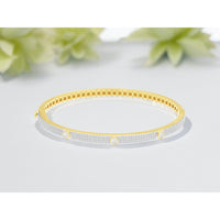 14K Yellow Gold Bangle Bracelet with Micro-Pavé and Bezel-Set Round Diamonds - 1.30 Carat Total Diamond Weight - Royal Jewelry