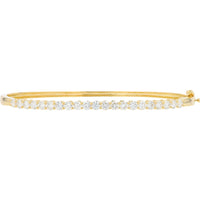 14K Yellow Gold Bangle Bracelet with Prong-Set Round Lab Grown Diamonds - 2.00 Carat Total Diamond Weight