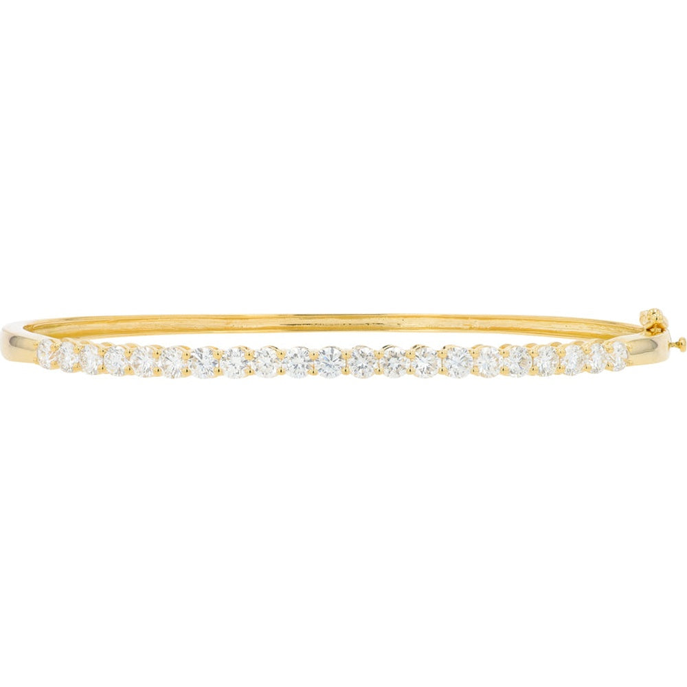 14K Yellow Gold Bangle Bracelet with Prong-Set Round Lab Grown Diamonds - 2.00 Carat Total Diamond Weight