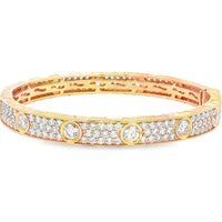 14K Yellow Gold Bangle with Bezel and Prong Set Round Diamonds - 9.46 Carat Total Diamond Weight by Auriventus