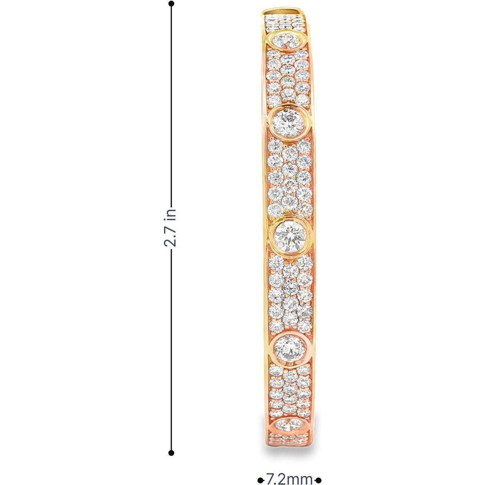 14K Yellow Gold Bangle with Bezel and Prong Set Round Diamonds - 9.46 Carat Total Diamond Weight by Auriventus
