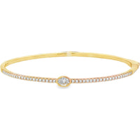 14K Yellow Gold Bangle with Bezel-Set Oval and Pavé Round Diamonds - 0.69 Carat Total Diamond Weight by Auriventus