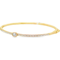 14K Yellow Gold Bangle with Bezel-Set Oval and Pavé Round Diamonds - 0.69 Carat Total Diamond Weight by Auriventus