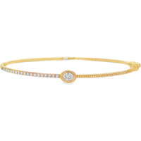 14K Yellow Gold Bangle with Bezel Set Oval Round Diamonds - 0.79 Carat Total Diamond Weight by Auriventus
