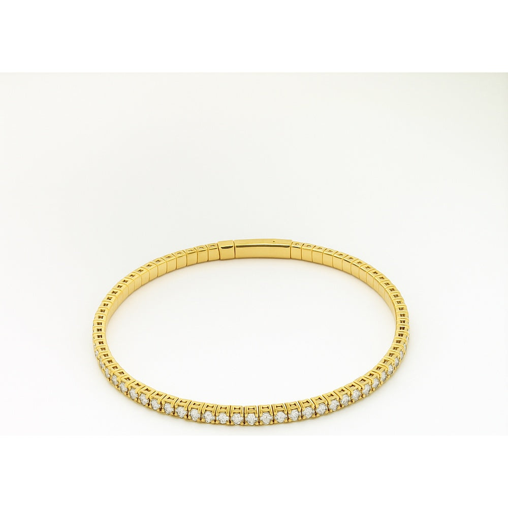 14K Yellow Gold Bangle with Channel Set Round Diamonds - 2.76 Carat Total Diamond Weight by Auriventus