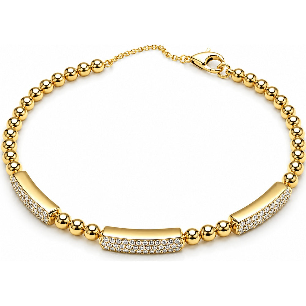 14K Yellow Gold Bangle with Pave-Set Round Diamond Bars - 0.78 Carat Total Diamond Weight by Auriventus