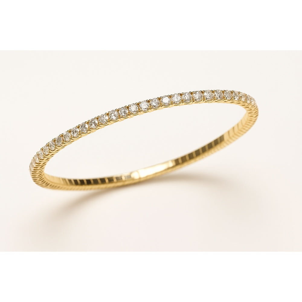 14K Yellow Gold Bangle with Prong-Set Round Diamonds - 5.14 Carat Total Diamond Weight by Auriventus