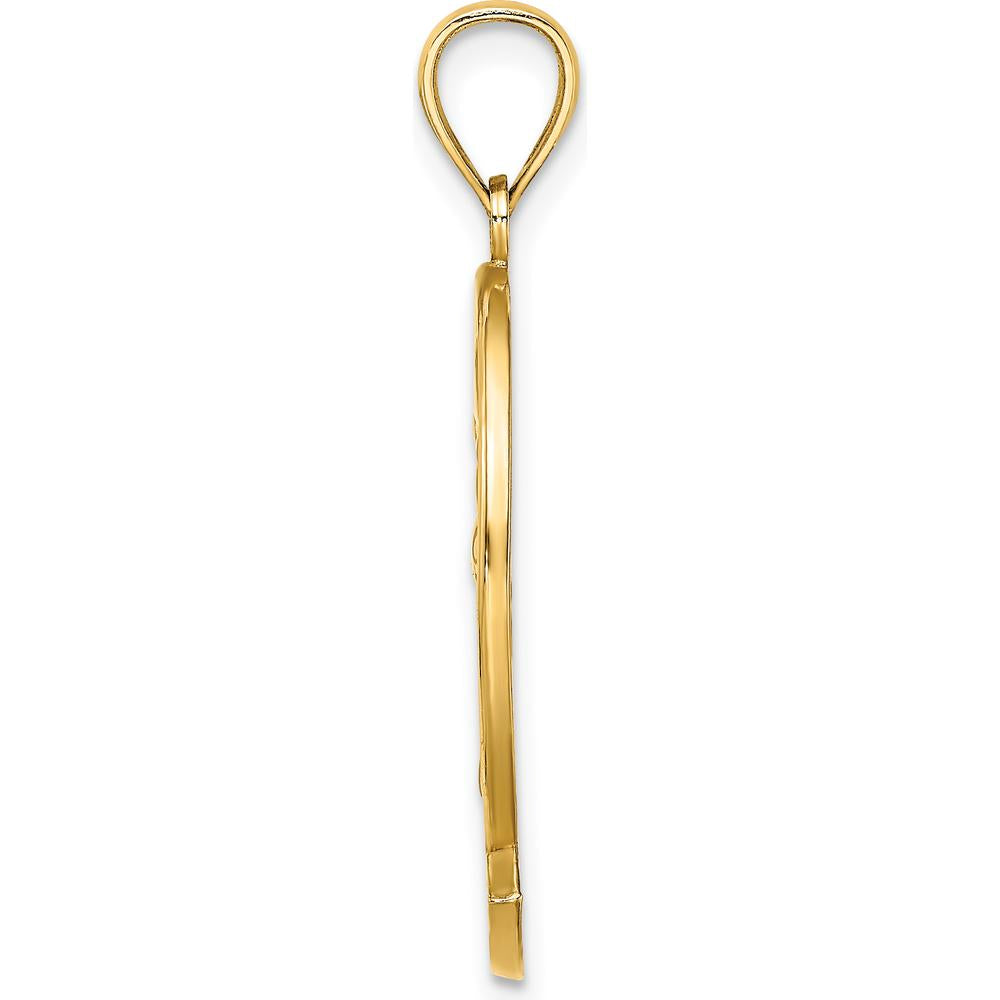 14K Yellow Gold Barbados Dolphin Sunset Charm Pendant by Oro Pregiato