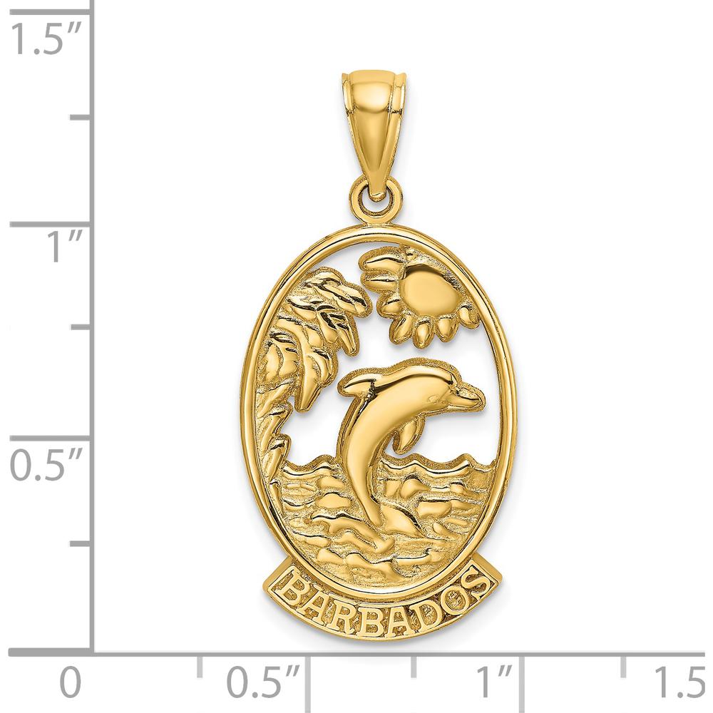 14K Yellow Gold Barbados Dolphin Sunset Charm Pendant by Oro Pregiato