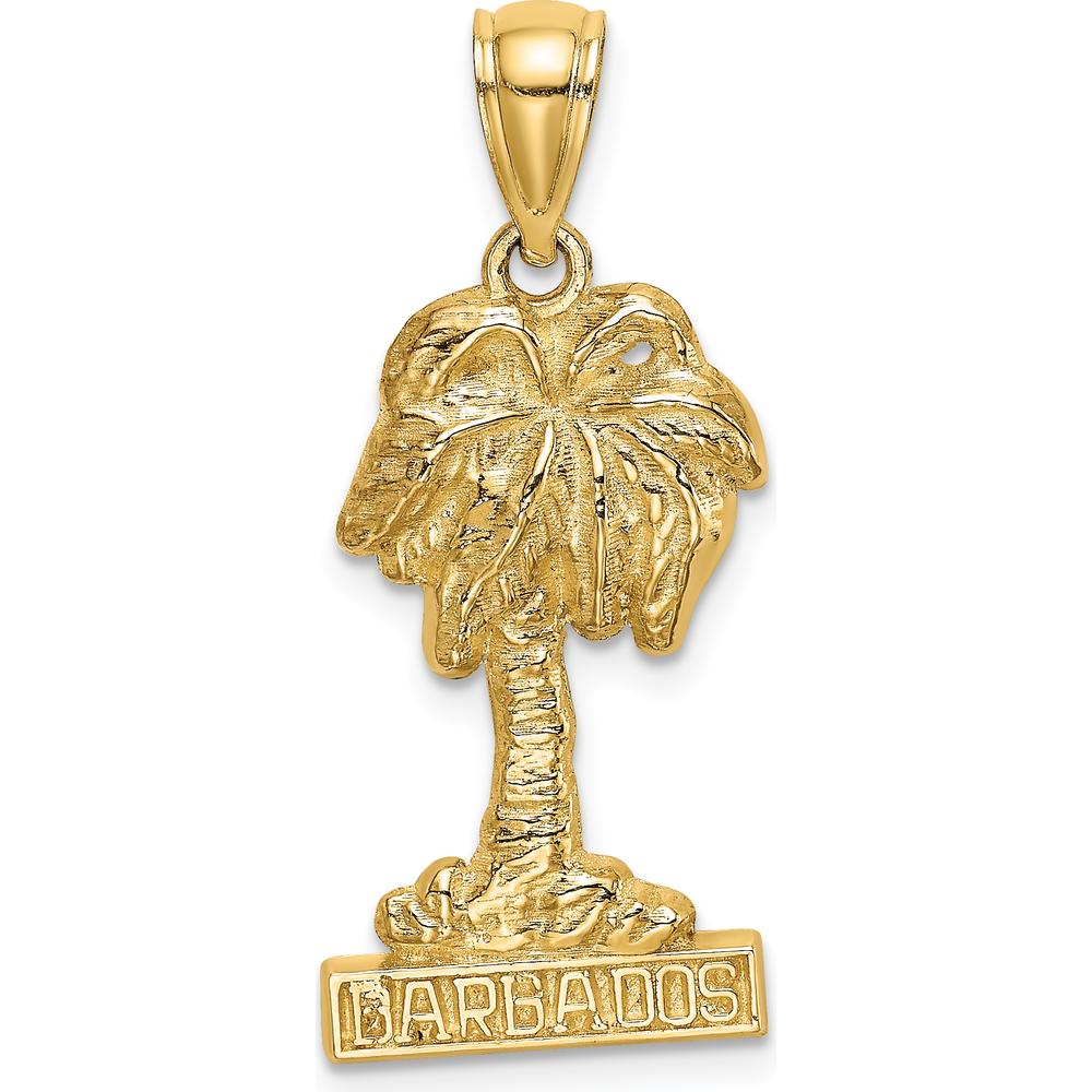14K Yellow Gold Barbados Palm Tree Pendant - Polished Finish by Oro Pregiato