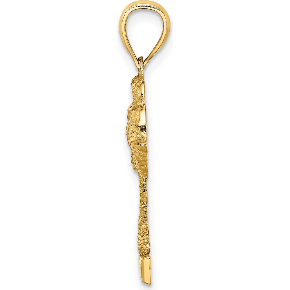 14K Yellow Gold Barbados Palm Tree Pendant - Polished Finish by Oro Pregiato