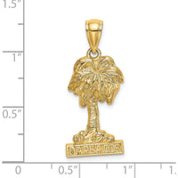 14K Yellow Gold Barbados Palm Tree Pendant - Polished Finish by Oro Pregiato