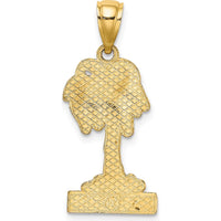 14K Yellow Gold Barbados Palm Tree Pendant - Polished Finish by Oro Pregiato