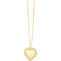 14K Yellow Gold Baroque Heart Pendant Necklace with Polished Finish - 18" Chain by Orozza Fine Jewelry