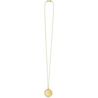 14K Yellow Gold Baroque Round Pendant Necklace with Polished Finish on 18" Chain by Orozza Fine Jewelry