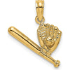 14K Yellow Gold Baseball Bat and Glove Charm - 12.6mm Length by Oro Pregiato