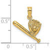 14K Yellow Gold Baseball Bat and Glove Charm - 12.6mm Length by Oro Pregiato
