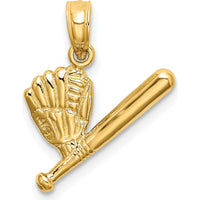 14K Yellow Gold Baseball Bat and Glove Charm - 12.6mm Length by Oro Pregiato
