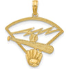 14K Yellow Gold Baseball Bat, Glove, and Ball Pendant - Polished Finish by Oro Pregiato