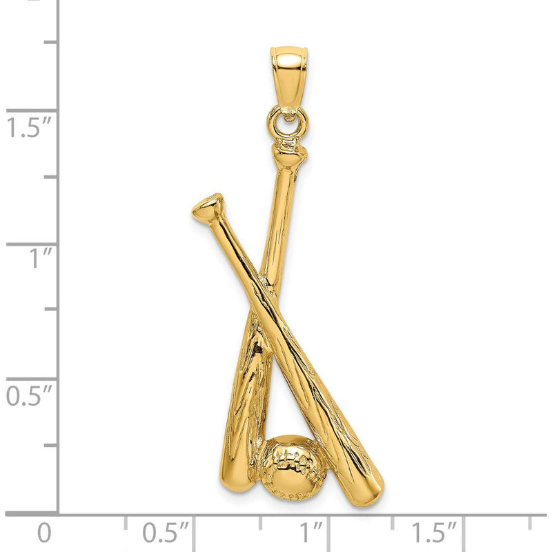 14K Yellow Gold Baseball Bats and Ball Charm - 33.2mm by Oro Pregiato